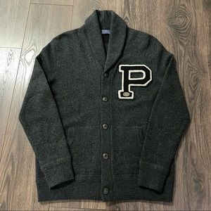 Polo Ralph Lauren Varsity Cardigan Sweater Grey